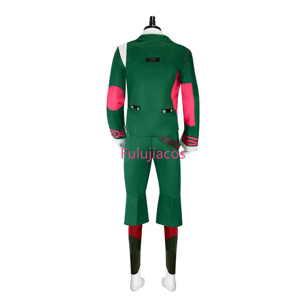 Fulujiacos Game LOL Ekko Boy Who Shattered Time Cosplay Costume Green Coat Uniform