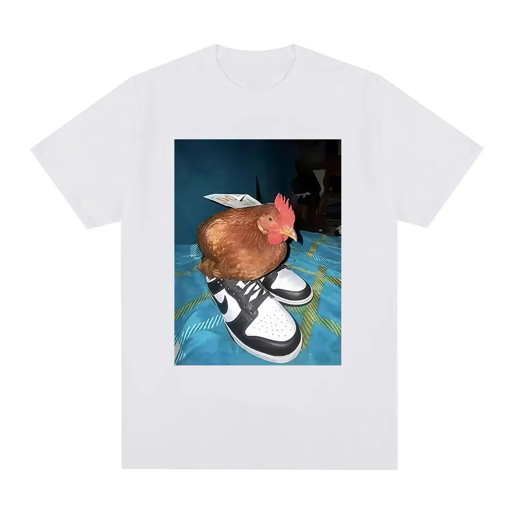 Funny Dripped Out Chicken T Shirt Men Women Chicken with Shoes Print T-shirts Harajuku Fashion Short Sleeve Tee Shirt Streetwear