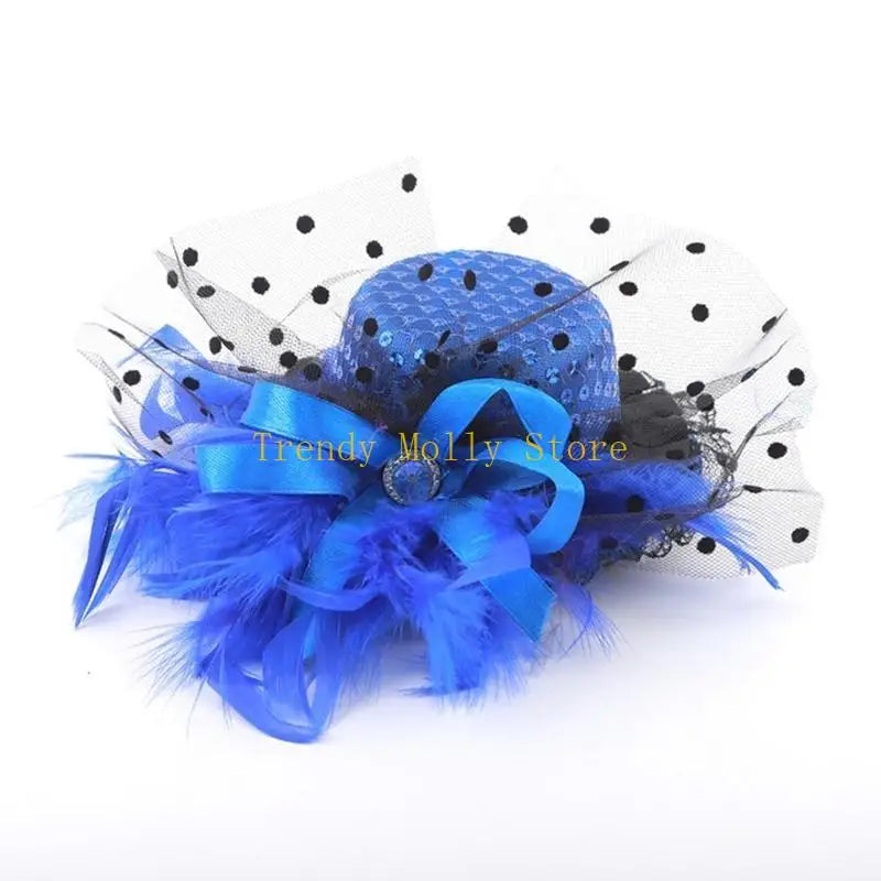N5KB Top Hat Hair Pin Halloween Bride Taking Photo Ponytail Hair Clip