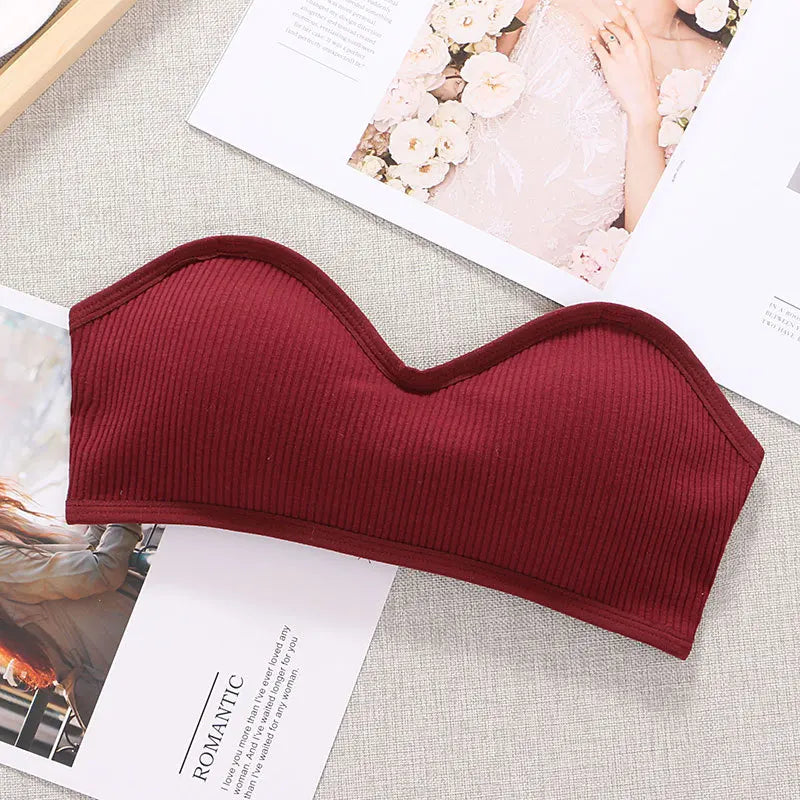 Strapless Women Tube Top Sexy Cropped Top Invisible Bra Women Seamless Underwear Sexy Lingerie Cotton Bandeau Top Removable Pads