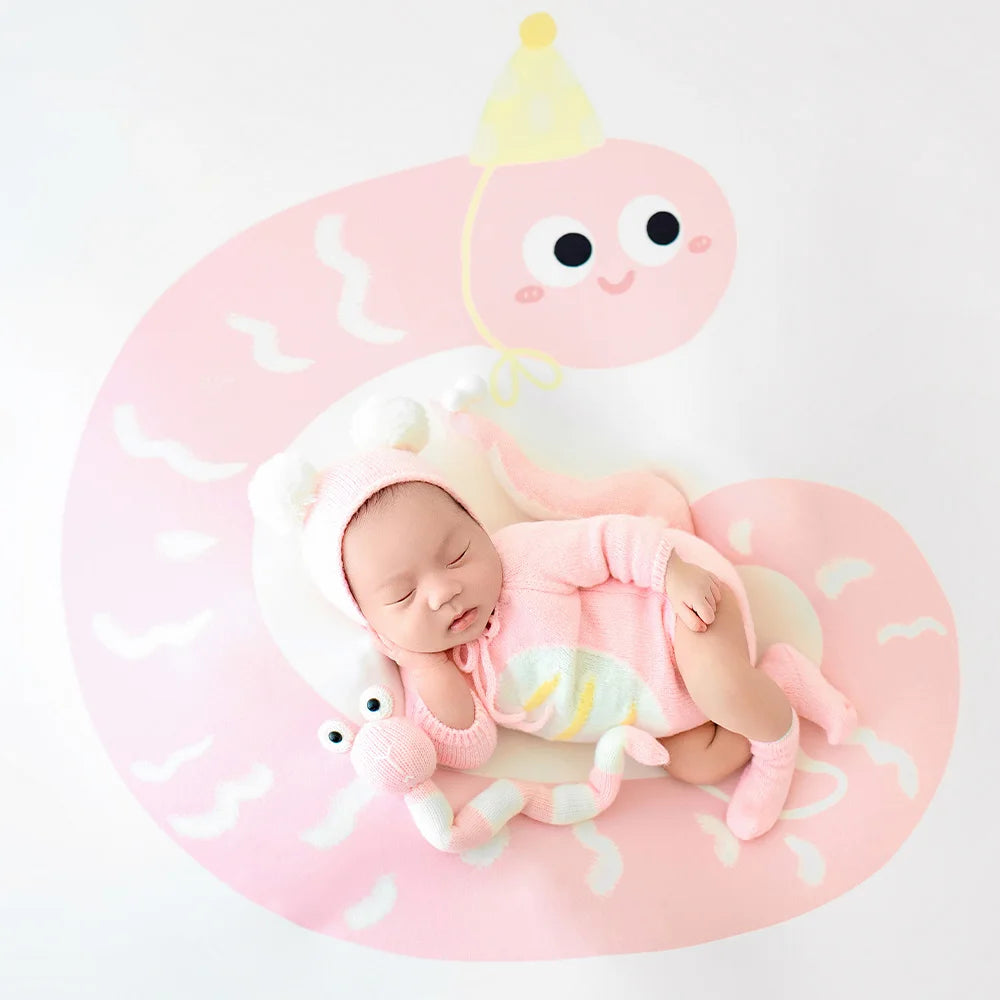 Baby Snake Cosplay Costume Hat+Knitted Jumpsuit with Tail Photography Clothes Cartoon Animal Background Cute Snake Theme Props