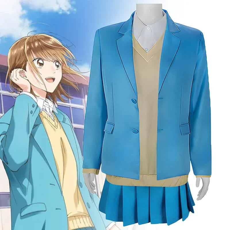 New 2026 Anime Blue Box Chinatsu Kano Cosplay Costume Women Coat Shirt Skirt Set School Uniform Halloween Clothes Outfit