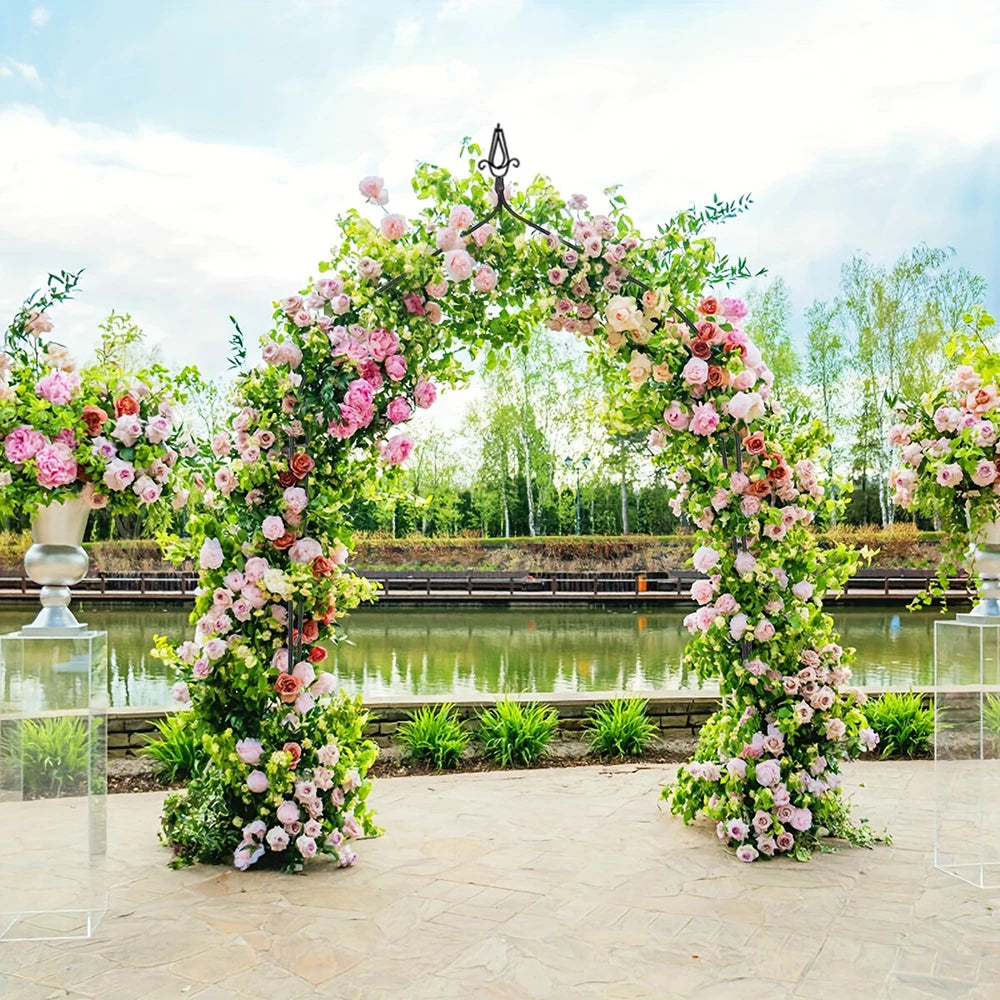 1pcs Metal Garden Arch Rose Arbor Climbing Plant Frame Balloons Archway Wedding Birthday Party Arch Stand Lawn Courtyard Decor