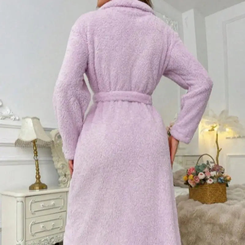 2025 Autumn New Robe Lady Sexy Flannel Kimono Bathrobe Gown Long Sleeve Intimate Lingerie Sleepwear Soft Shower Robes Pajamas