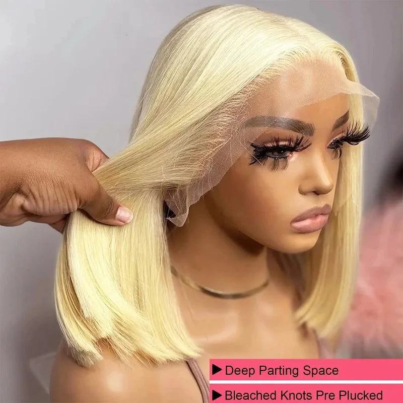 Blonde Bob Wig Human Hair 613 Lace Front Wigs Human Hair 200% Density 13x4 HD Lace Frontal Wig Pre Plucked With Baby Hair