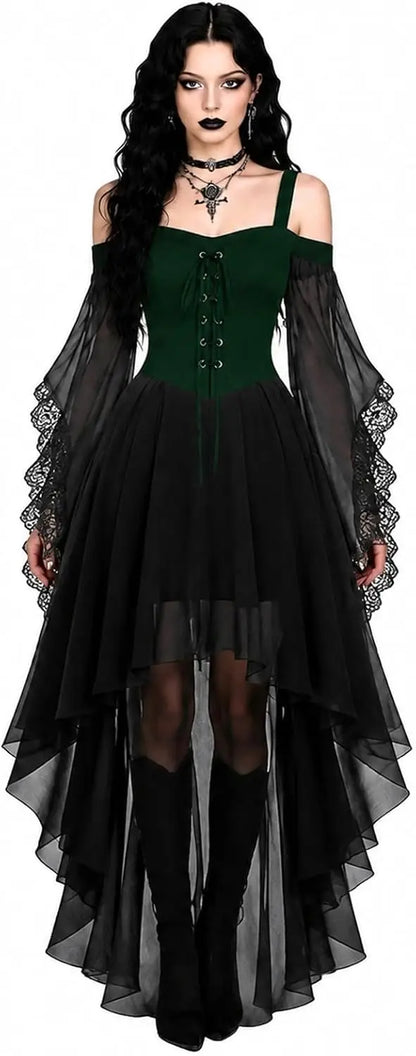 Costumes Witch Dress Women 2026 Halloween Woman Adults Medieval Vampire Butterfly Sleeve Mesh Gothic Outfits Carnival Dress Up