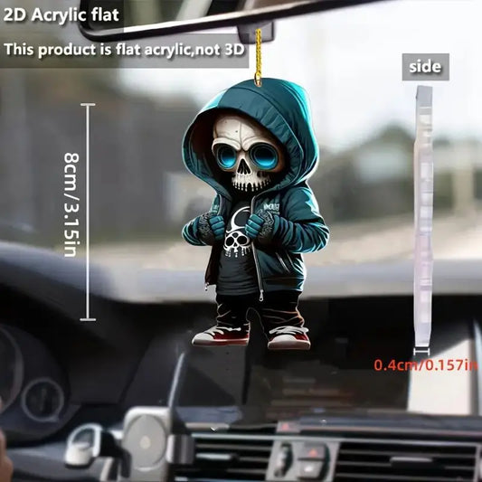 Acrylic KeyChain cool Skull Gothic Vintage Punk Skeleton Car pendant Christmas backpack KeyRing Halloween Gift Rose decoration