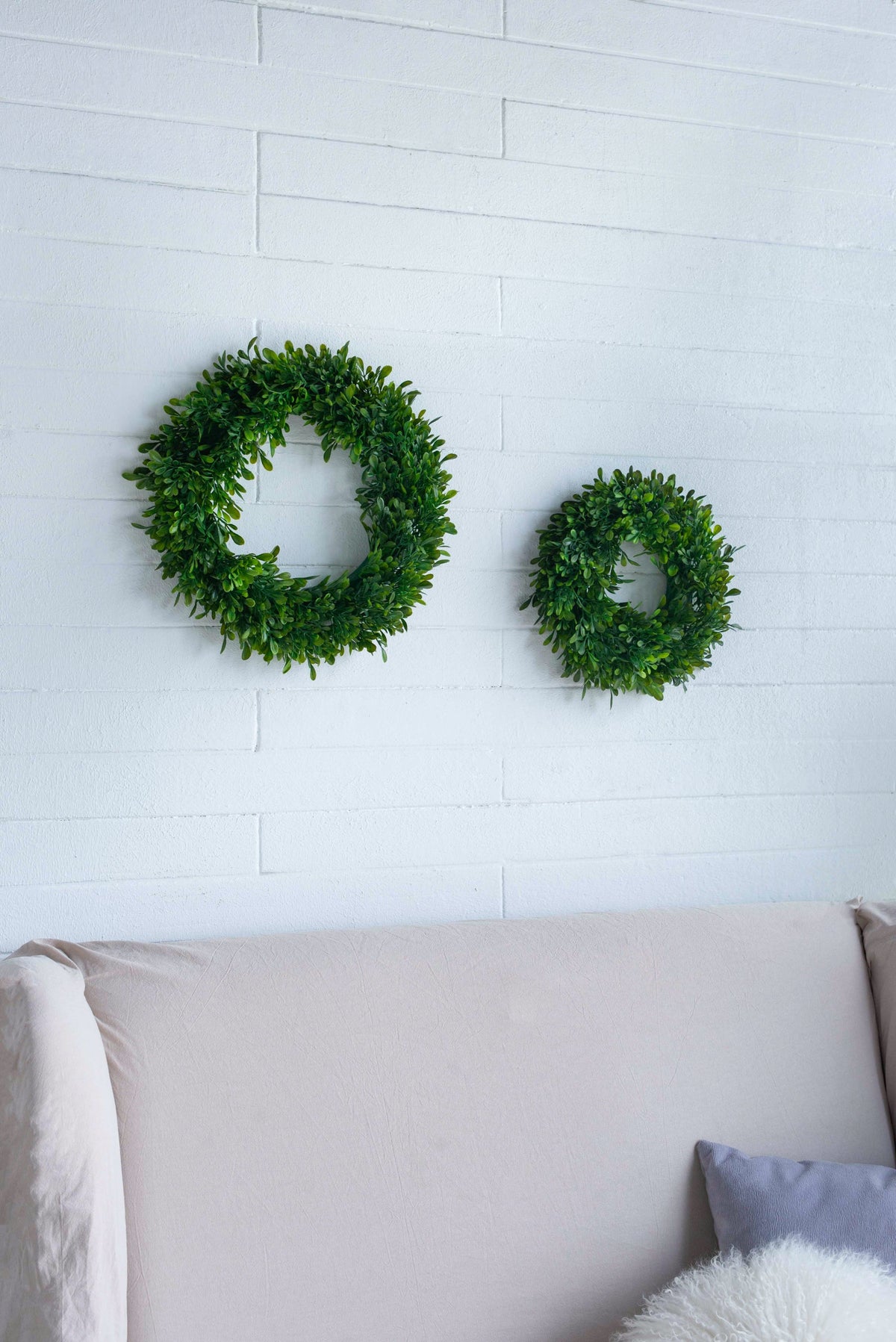 Set of 2 Artificial Greenery Wreaths for Home & Wedding Décor, 16 in