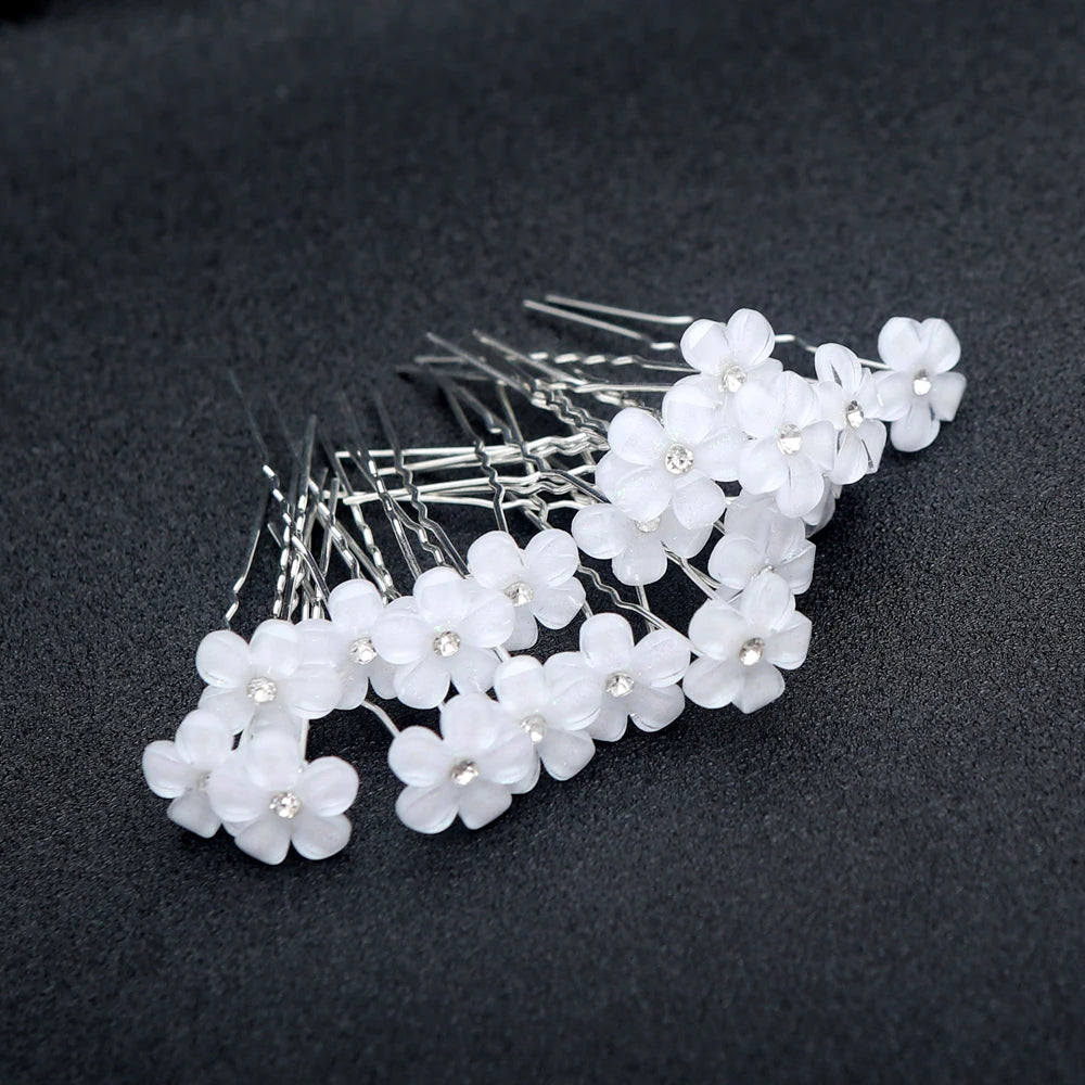 20pcs Elegant Bridal Pearl Hair Sticks with Crystal Floral Accents Wedding Hair Clips for Brides Bridesmaids Hair Sticks