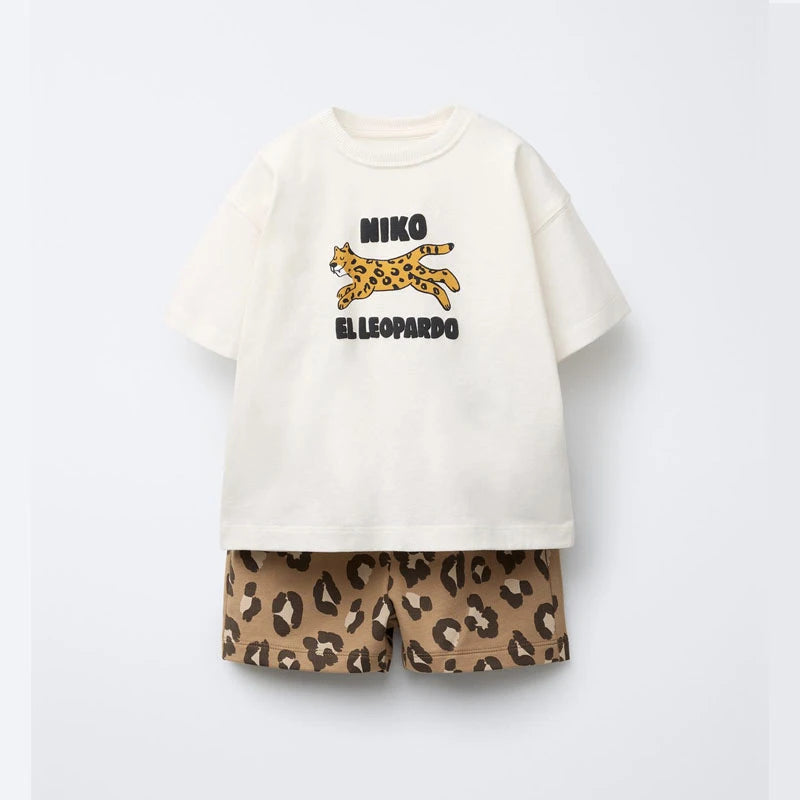 Summer Children's Clothes Cartoon Printed T-shirt Shorts Suit Baby Boys Short Sleeve Set Boutique Fashion Kids Casual Tracksuits