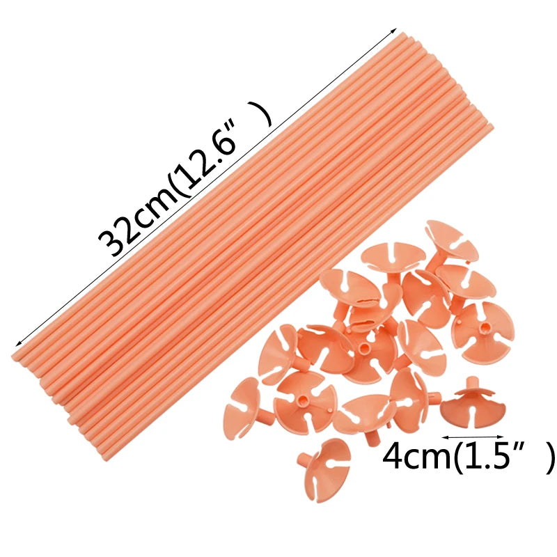 30cm Latex Balloon Stick White Balloons Holder Sticks with Cup Wedding Birthday Party Inflatable Balls Decoration Accessories