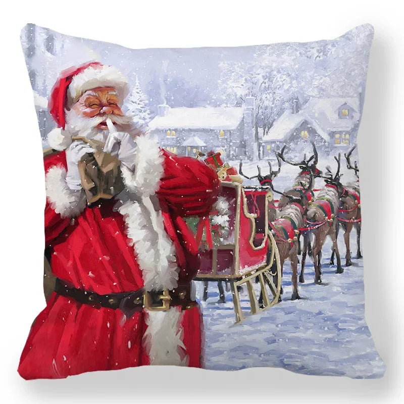 Christmas Decoration Pillowcase Santa Claus Snowman Deer Cushion Cover Home Sofa Chair