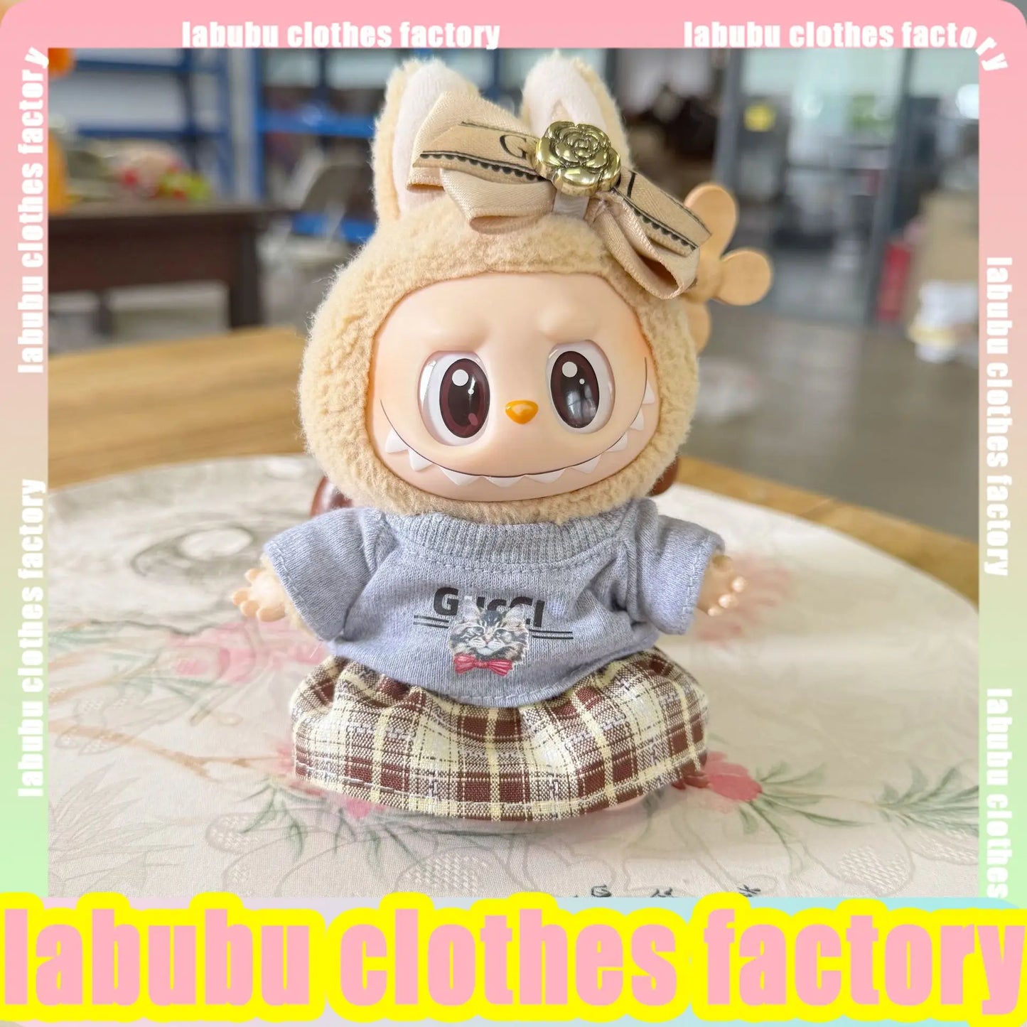 Anime Labubu Doll Clothes Black kitten set Labubu Idol V1 2 3 Dolls Clothing Plush Doll Universal Labubu Clothing Accessories