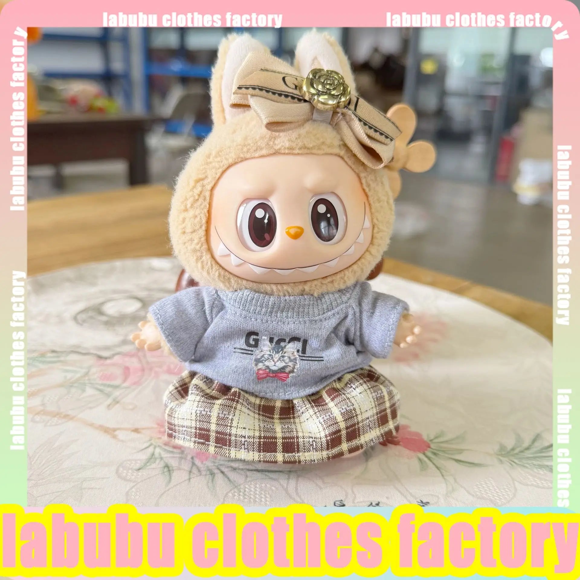 Anime Labubu Doll Clothes Black kitten set Labubu Idol V1 2 3 Dolls Clothing Plush Doll Universal Labubu Clothing Accessories