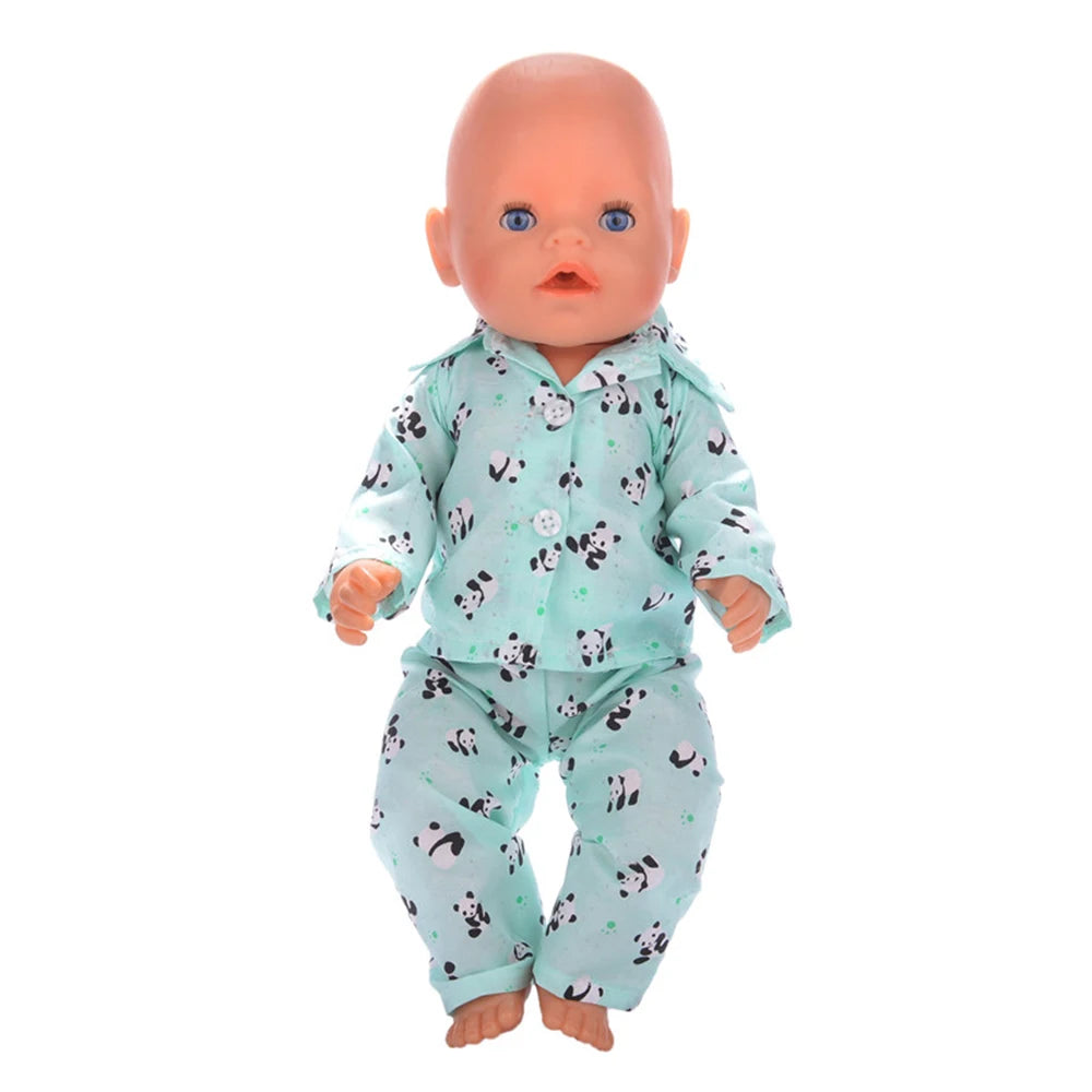 Doll Clothes Cartoon Animal Print Pajama Shirt For 18 inch American & 43Cm Reborn Baby OG Girl's Accessories Baby Clothes Gifts