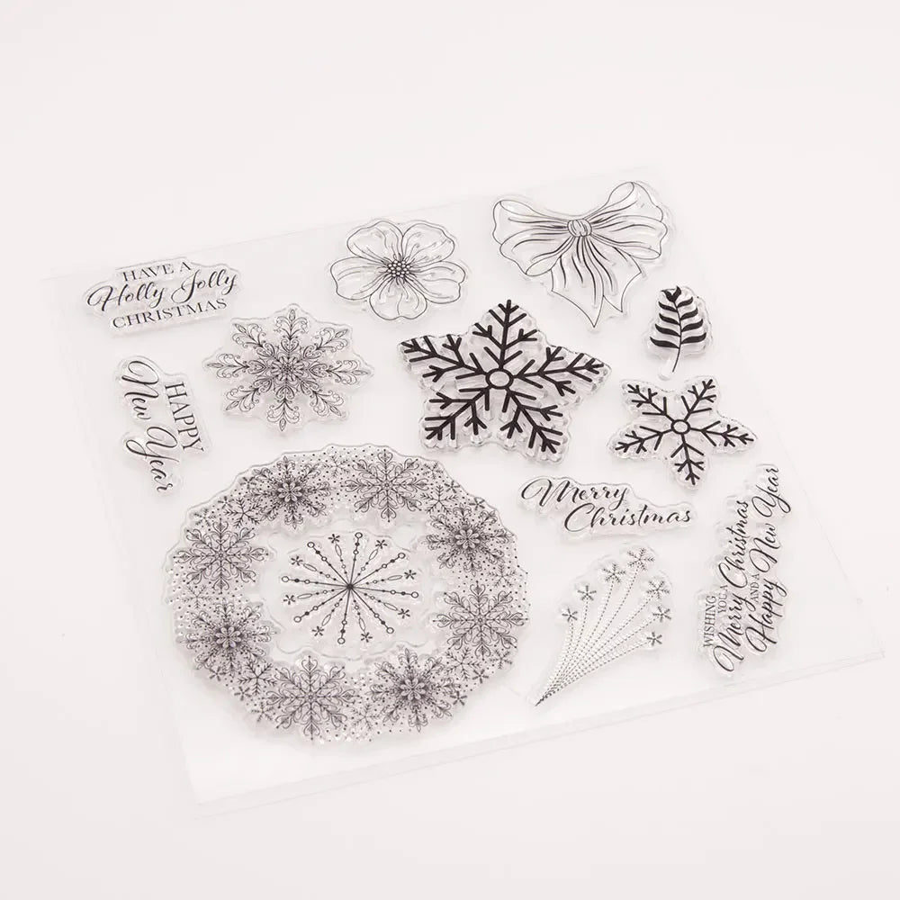 Snowflake Christmas Metal Cutting Dies and Clear Stamps for DIY Scrapbooking Crafts Card Making Photo Album Sheet Decoration