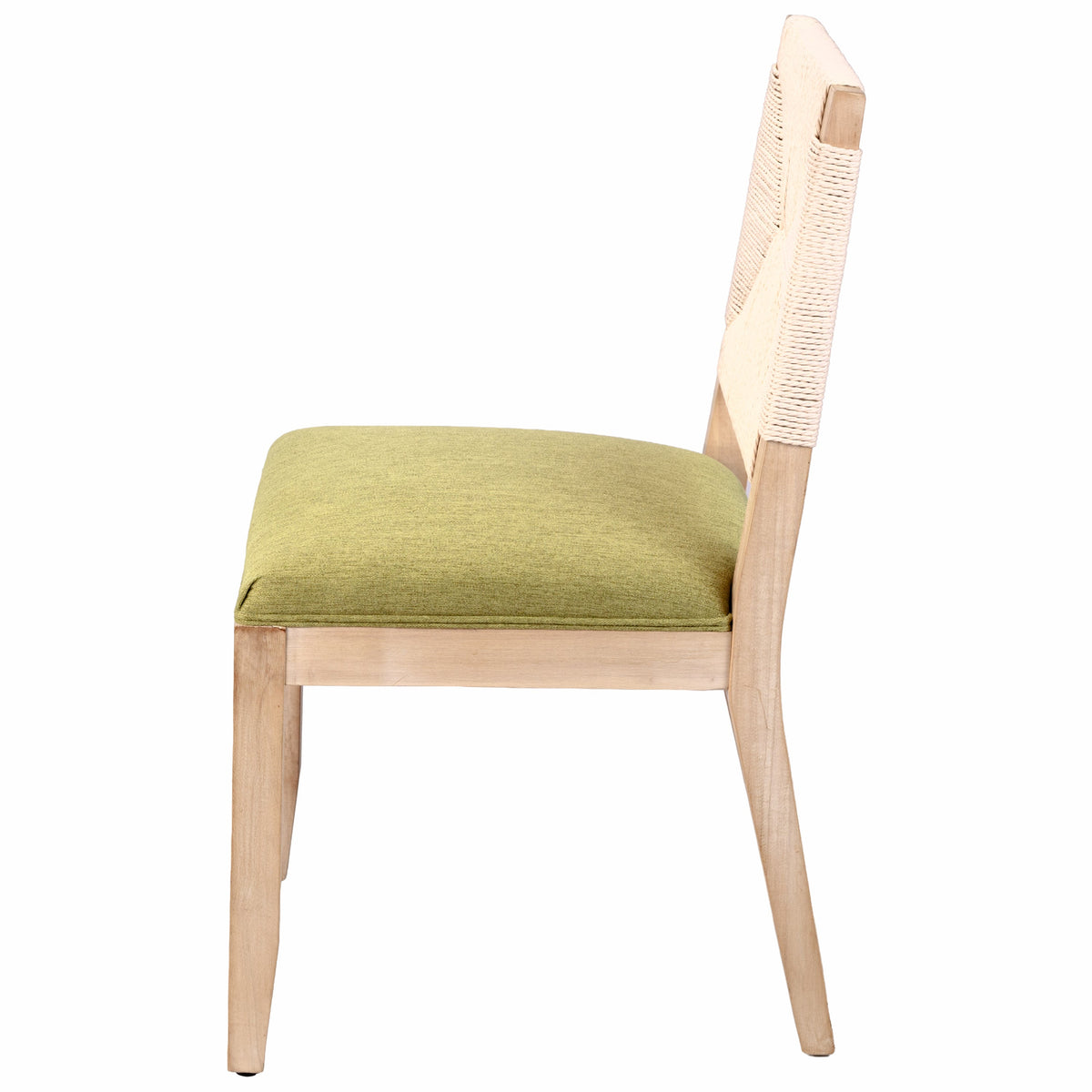 Dining Chairs Set of 2 with Woven Rope Backs and Linen Seats, French