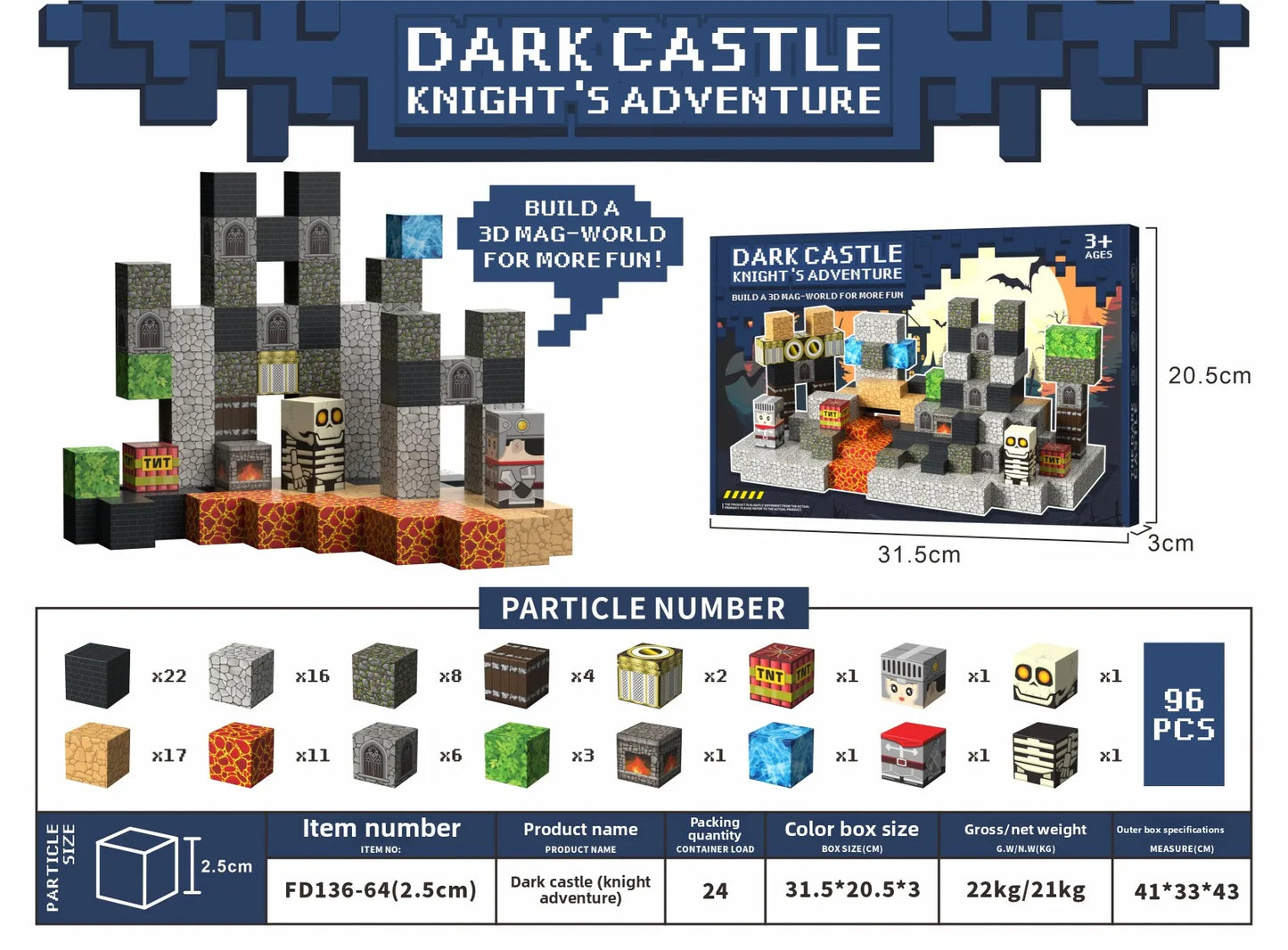 Mine Cube World Magnetic Building Blocks Magnet Set for Boys kids Magnetic Construction Set Stem Sensory Toys for Children Gifts