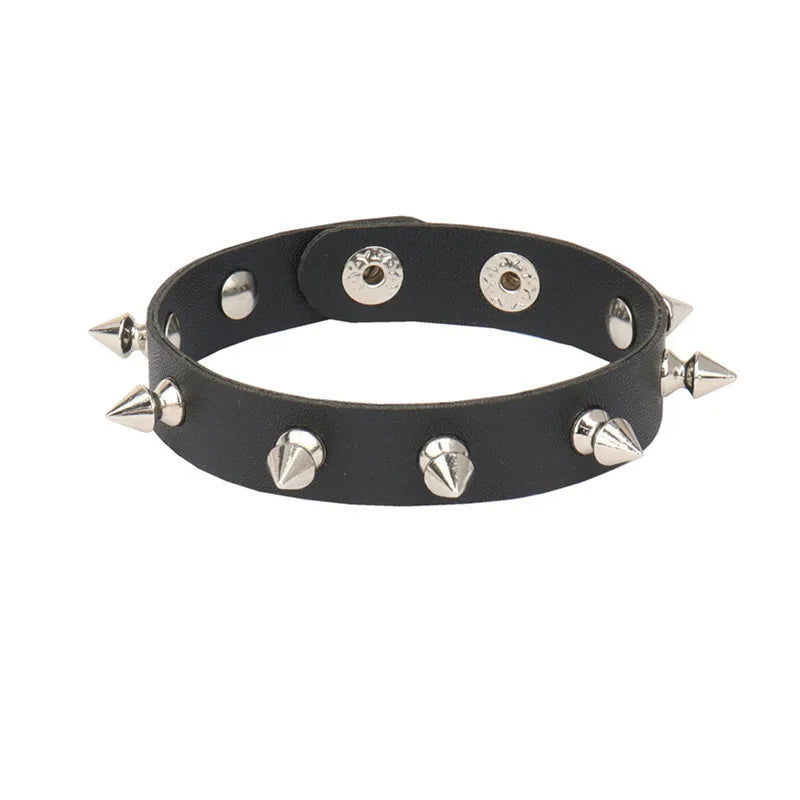 2022 PU Leather Studded Bracelet Punk Bracelet Adjustable Goth Cuff Bracelet Gothic Rivet Buckle Wristband for Men Women