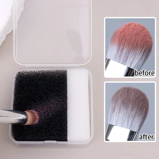 New Makeup Brush Cleaning Box Sponge Puff Cleaner Quick Cleaning Sponge Brushes No Damage To Bristles Box Cleaning Cleaner Tools