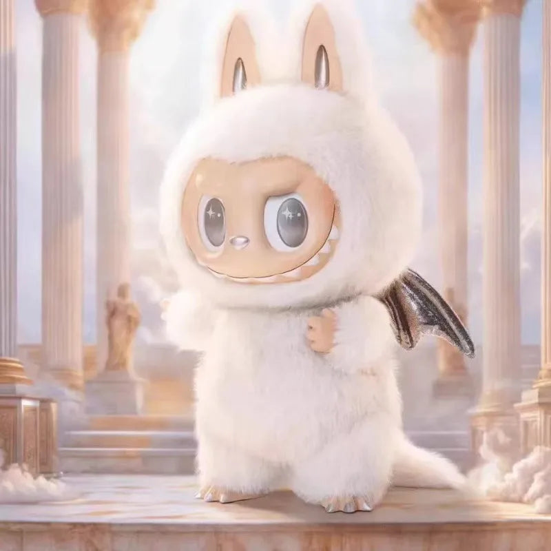 Little angel Rabu blind box sitting doll macaroon party vinyl heart plush hand Christmas gift key ring children's toy copy.