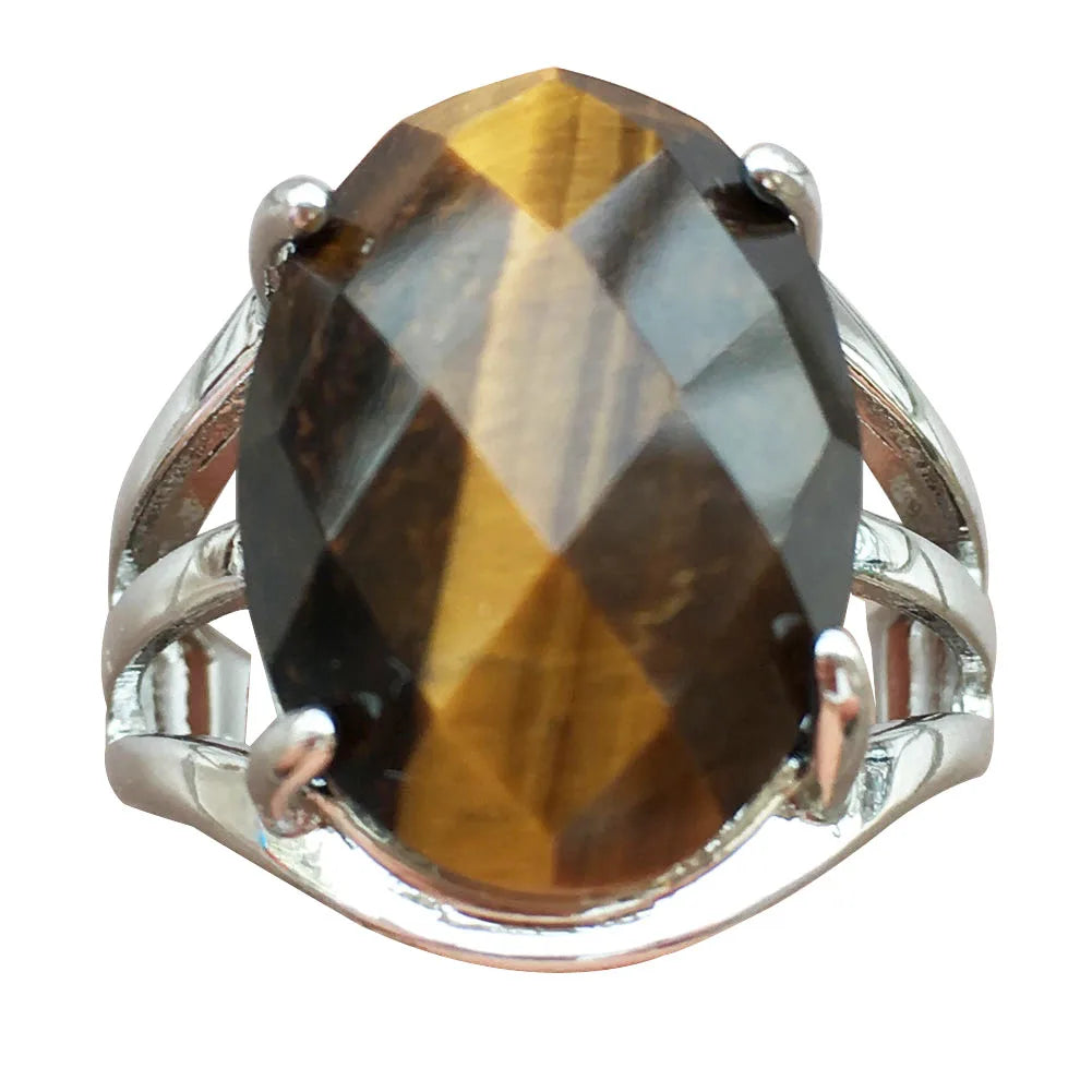 Crystal Faceted Oval Women Men Art Round Ring  7~12" Adjust Size WB827