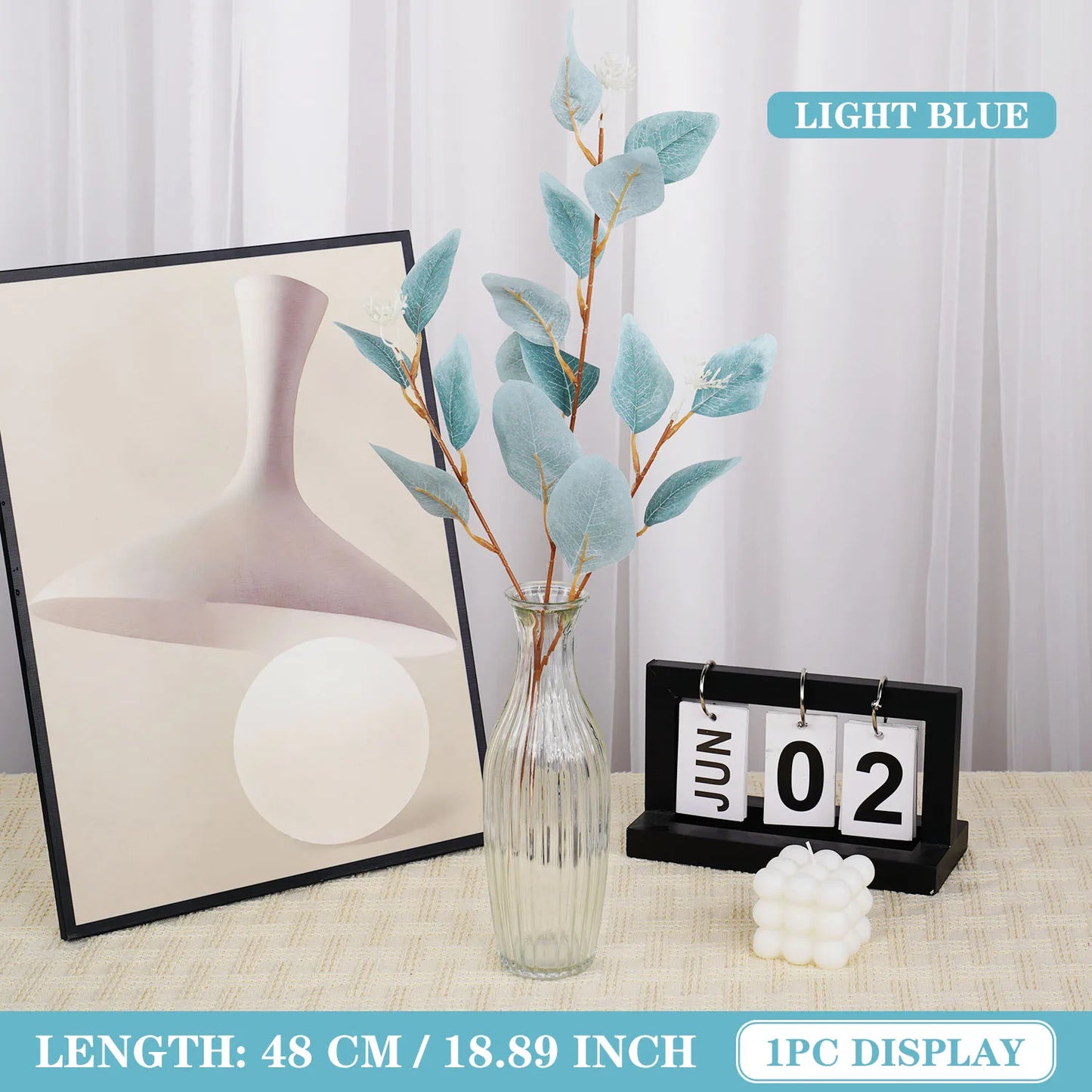 Autumn Artificial Plant Faux Leaves Eucalyptus Long Branch Home Wedding Decoration Silk Flowers Fake Plants Diy Table Decoration