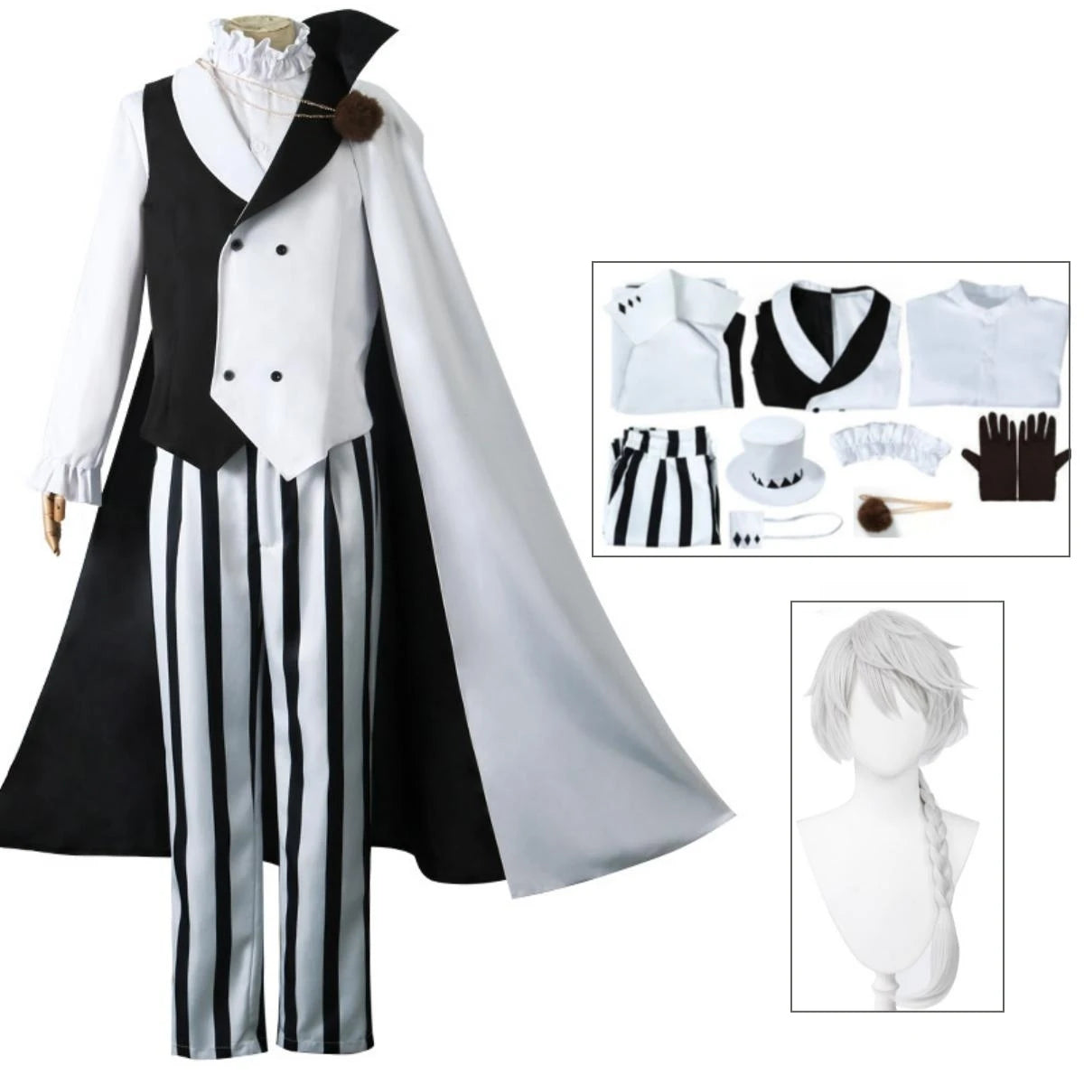 Nikolai Gogol Cosplay Costume Anime Bungee Stray Dog Season 4 Angel Men's Clothing Decline Halloween Party Coat Cloak Uniform
