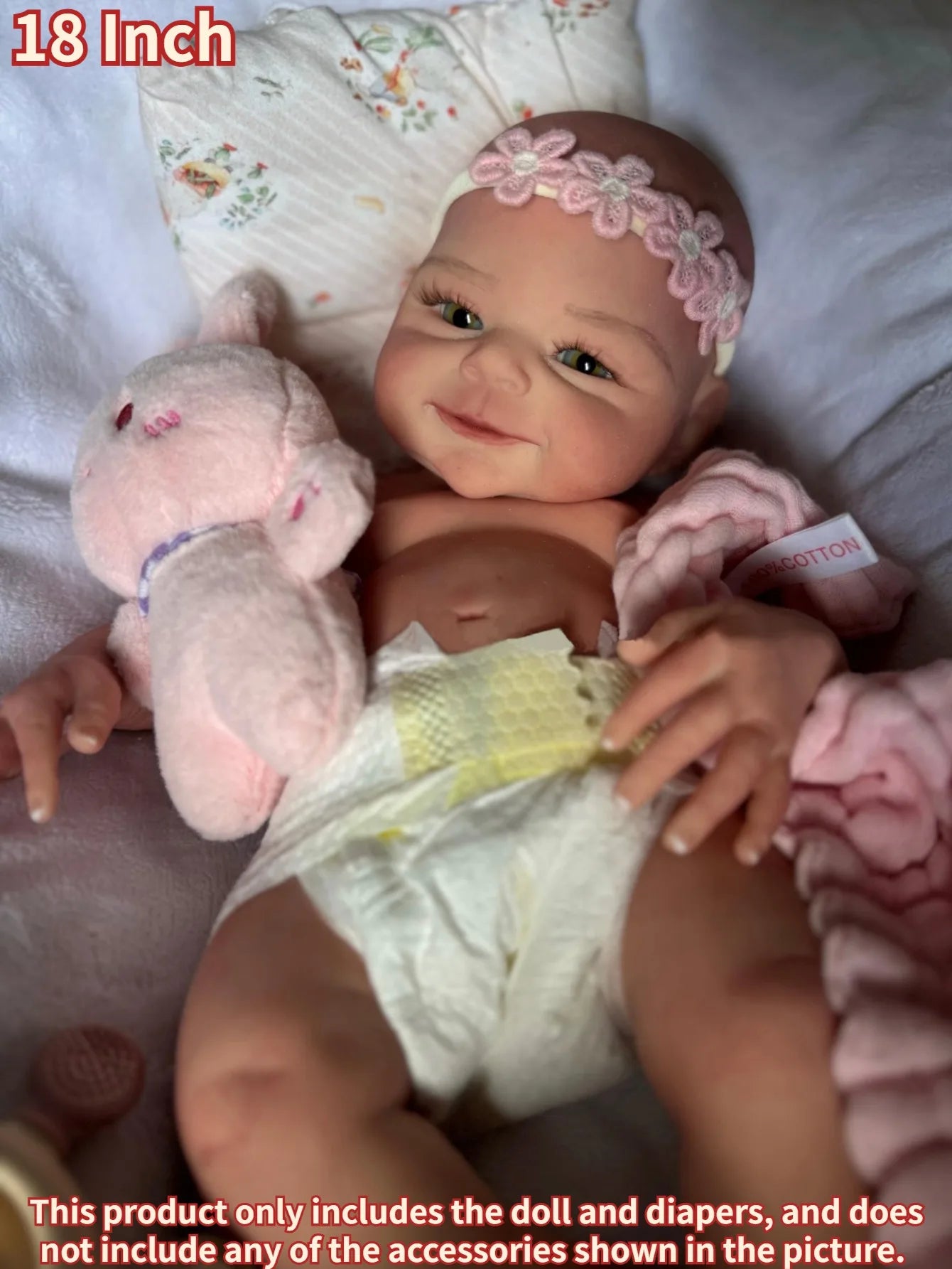 1 PC 18 Inch Silicone Bebe Reborn Doll Handmade Lifelike Newborn Baby Girl For Children Birthday Gifts（Clothes Send Random）