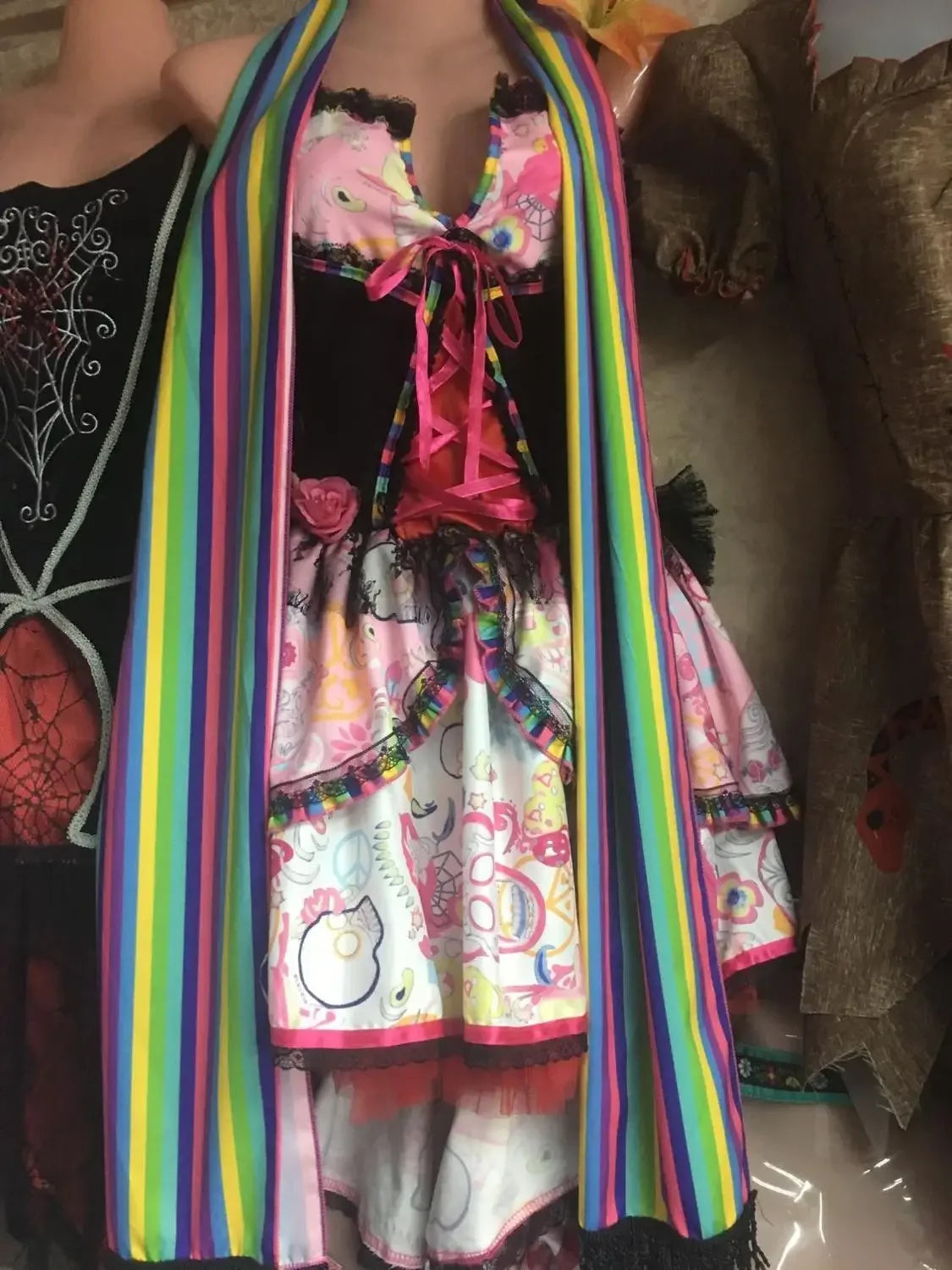 Carnival Party Halloween Mexico Day Of The Dead Women Sexy Sugar Skull Flower Fairy Ghost Bride Costume Cosplay Fancy Dress