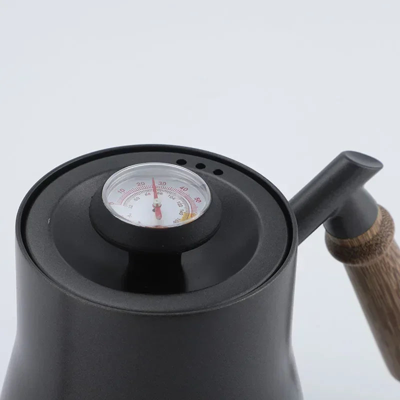 Hot Sale 304 Stainless Steel Brushed Jug Wood Handle Gooseneck Spout Coffee Kettle Drip Coffee Pour-over Pot For Home Use