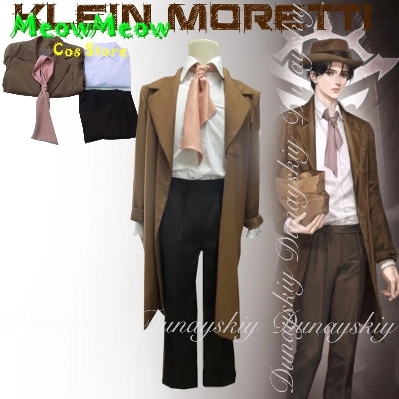 Lord of Mysteries Anime Klein Moretti Cosplay Codename Fool Brown Coat Set And Black Wig Halloween Costume Suit