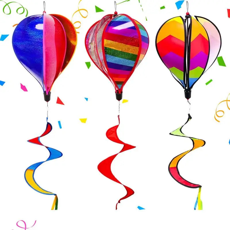 Hot Air Balloon Wind Spinners 3X Air Balloon Wind Spinner Windsock Ornament Outdoor Decoration For Patio Fences Garden