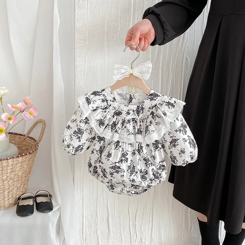 Little Sister Big Sister Matching Floral Print Outfit Cotton Twins Baby Cute Clothes Infant Flower Bodysuit Kids Girls Dresses