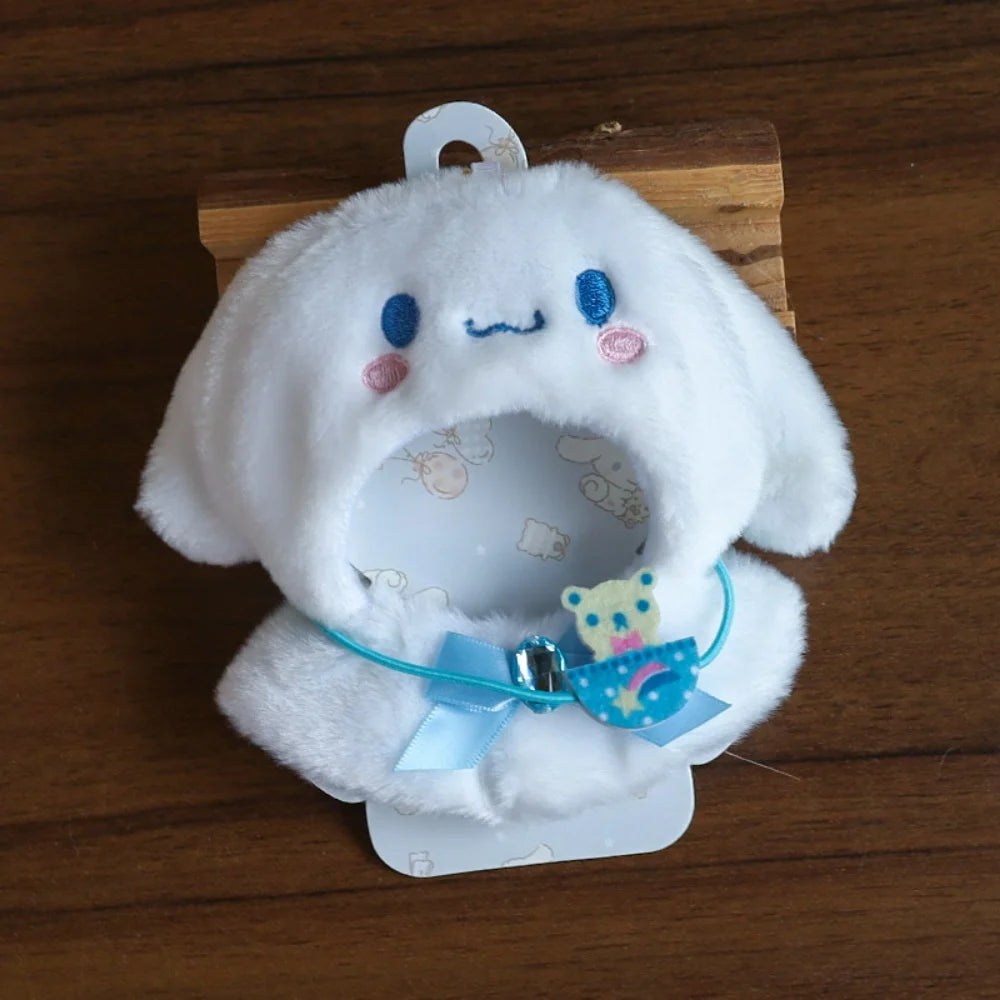 Anime Sanrio Hello Kitty Doll Pendant baby clothes Kawaii Cinnamoroll Kuromi Plush Cape Key Bag Chain Decoration Gifts