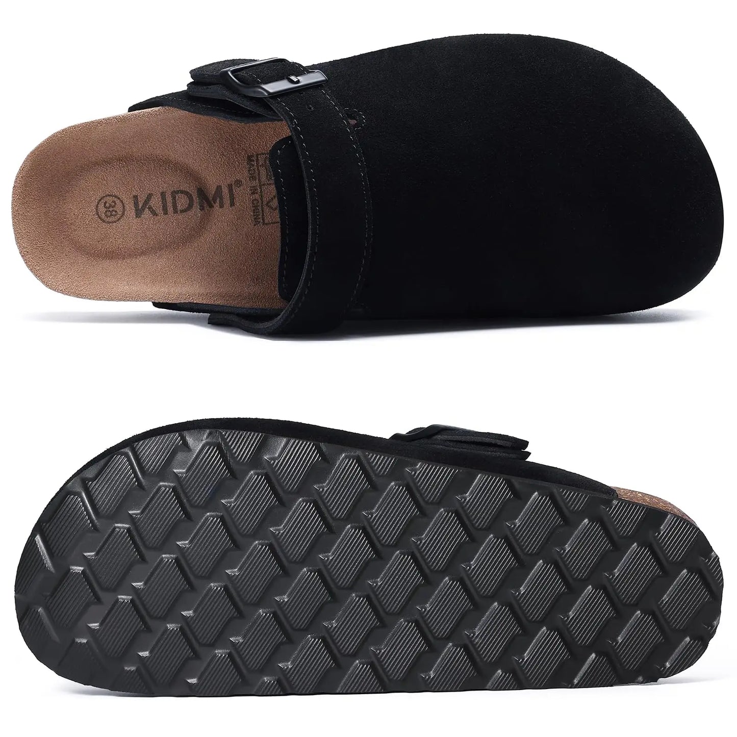 Smile Pop New Fashion Women's Suede Clogs With Back Strap Men's Leather Mules Cork Footbed Slip on Potato Shoes For Women & Men