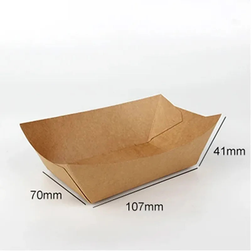 Kraft Paper Dessert Cake Food Tray Kitchen Disposable Snack Bowls Oilproof Cardboard Food Plates for Take Out Trays Supplies