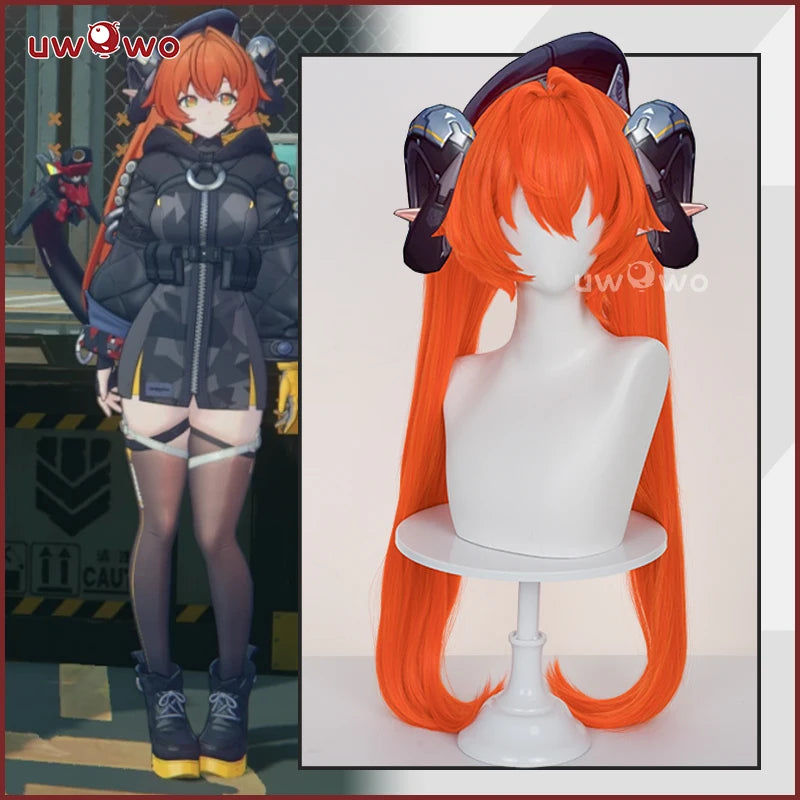 UWOWO Orphie Wig Game Zenless Zone Zero ZZZ Orphie Cosplay Wig Orphie "Magus" Magnusson Wig Orange Hair Long Hair Halloween Wig