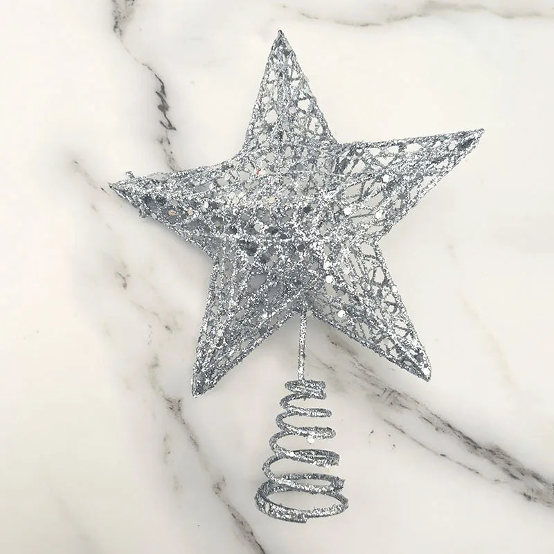 1pcs 15*20cm Gold Glitter Christmas Tree Top Iron Star Christmas Decorations For Home Xmas Tree Ornaments New Year Decor