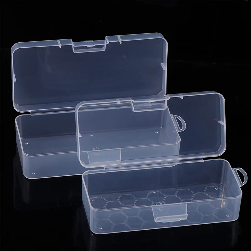 Nail Art Storage Box Nail Parts Organizer Clear Cuboid Plastic Container Packaging Case For Nail Brush File Manicure Tools