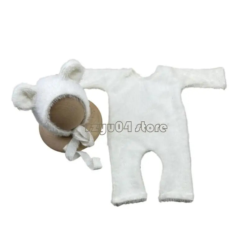 4X7D Photo Clothes Photography Costume Bear Outfit & Hat for Baby