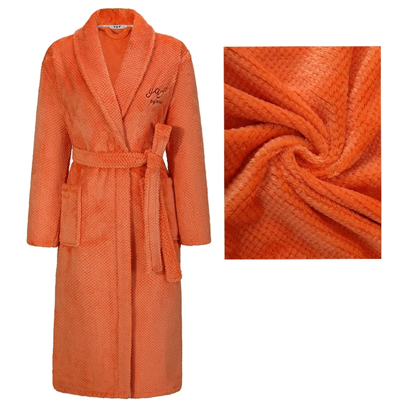 Winter New Couple Sleepwear Bathrobe Male Coral Fleece Yukata Nightwear Sexy Women's Home Clothes Flannel Absorbent Lingerie 3XL