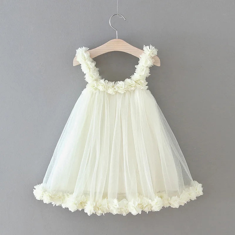 Baby Girl Princess Strap Flower Tutu Dress Infant Toddler Child Summer Sleeveless Vestido Party Dance Birthday Baby Clothes 1-7Y