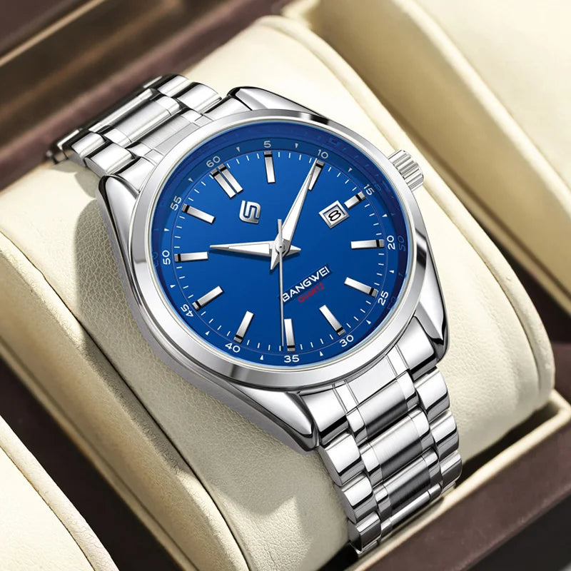 LIGE Watch Men Luxury Business Luminous Stainless Steel Male Quartz Wristwatches Waterproof Calendar Clock Relojs Hombre+Box