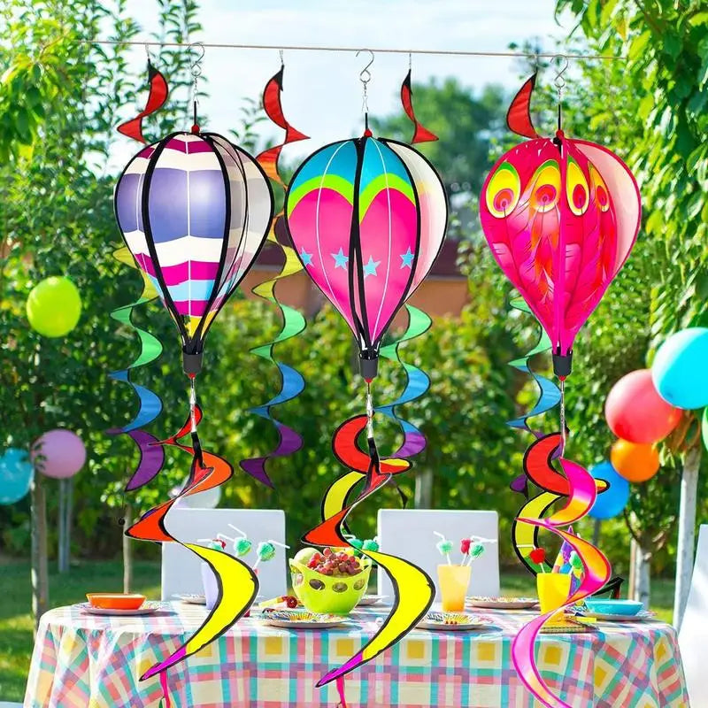 Hot Air Balloon Wind Spinners 3 Pieces Outdoor Lawn Ornaments Garden Decorations For Lawn Patio Seasonal Decor Autumn Easter