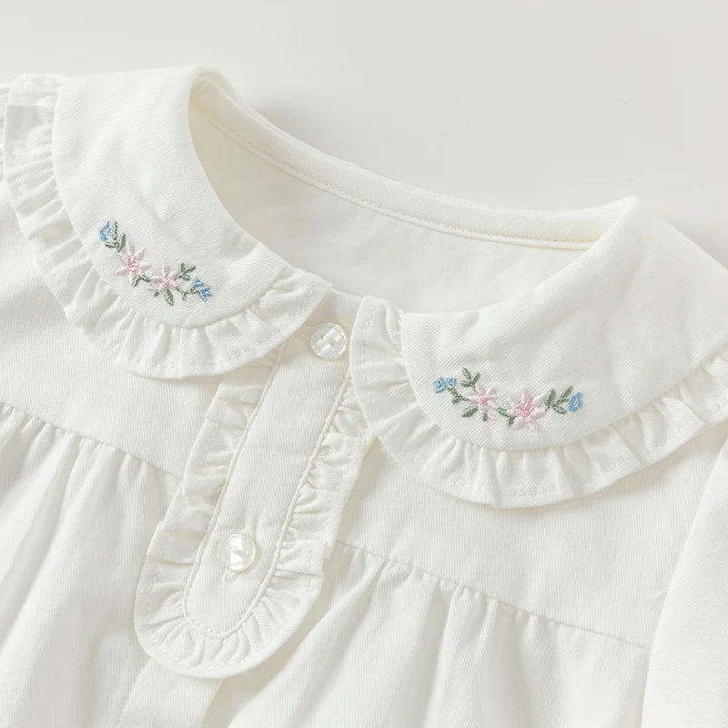 Dave Bella Children's Shirt Clothes 2024 New Autumn Girls' Baby Blouse Cute Sweet Pure Cotton Top DB3241847