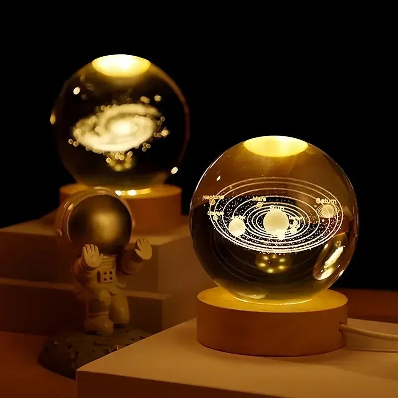 3D Crystal Ball Led Night Light Christmas Creative Gift Holiday Planet Crystal Ball Ornament Children Lamp Bedroom Ambient Light