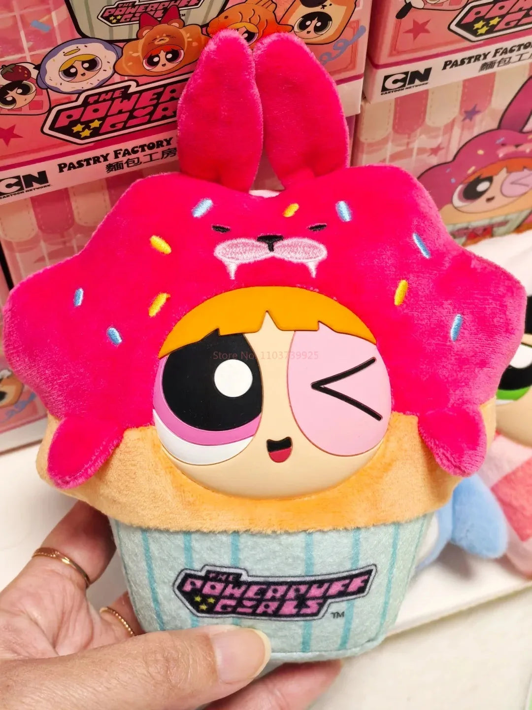 New Hot Sale Powerpuff Girls Police Bread Workshop Blind Box Plush Pendant Flower Bubble Hair Pendant Gifts Toys