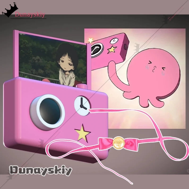 Anime Takopii no Genzai Cosplay Costume Happy Camera octopus Pink Bow Ribbon Prop Accessories Halloween Disguise for Adult