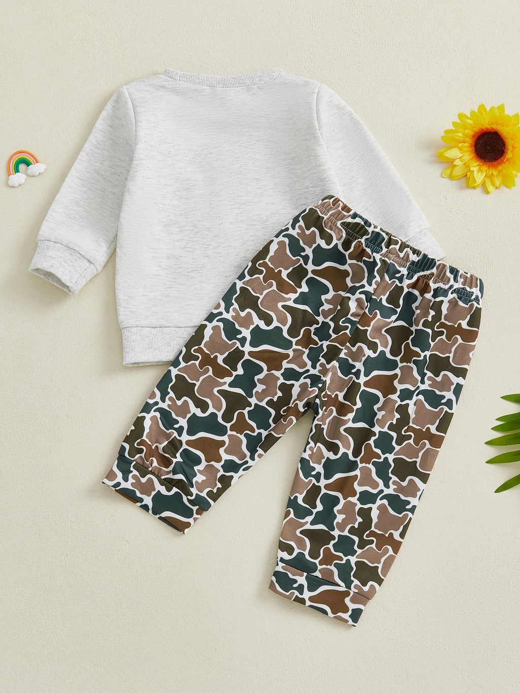 Infant Boy s Cozy Winter Ensemble Reindeer Graphic Pullover with Long Sleeves and Camo Print Elastic Waist Pants 2-Piece Set